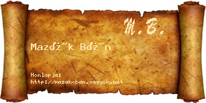 Mazák Bán névjegykártya
